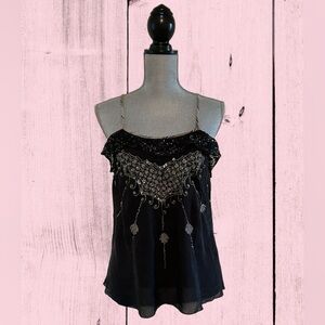 FREE PEOPLE Women’s 100% Silk Lined Embellished Tank Top - Size Small